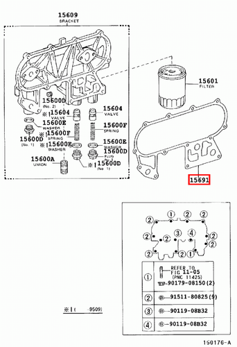 Genuine Hilux LN107 LN106 LN105 2L 3L Oil Filter Bracket Cooler Cover Gasket - Picture 5 of 20