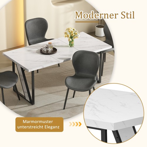 Esstisch 160x80cm Rechteckiger Marmormuster Küchentisch für 4-6 Personen schwarz - Bild 3 von 13