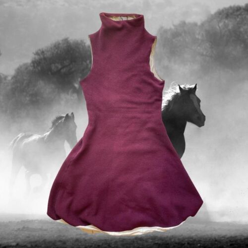 Vintage Filly Maroon Fleece Cotton Lined Mock Neck Sweater Dress Juniors Size 3