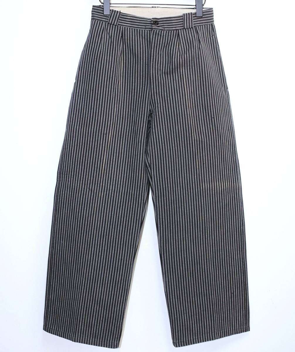 New French 1940s Grey Striped Woven Cotton Work Peasant New French 1940s Grey Striped Woven Cotton Work Peasant