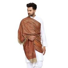 Men's Kashmiri Woven Wool Shawl Stole Beige Color