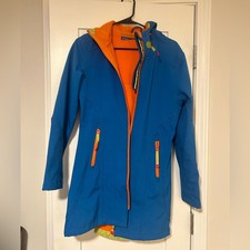 Ilse Jacobsen Hornbaek Women’s Softshell Hooded Raincoat Blue Orange Size S