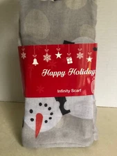 Christmas Holiday SCARF circle endless loop infinity SNOWMAN
