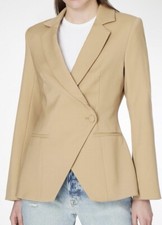 Anine Bing Ade Blazer Crossover Suiting Jacket Beige Small
