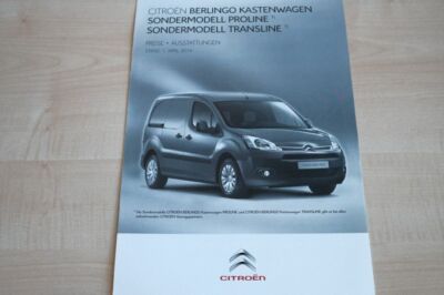 233711) Citroen Berlingo Kastenwagen Proline - Preisliste - Prospekt 04/2014