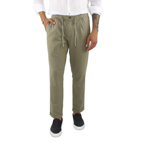 Pantaloni Uomo Lino Slim Fit Estivi Pantalone Leggero Elastico Vita  Pantalaccio | eBay