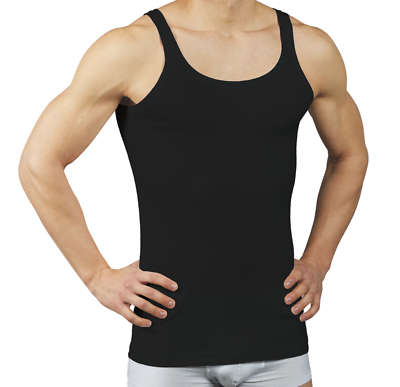 Basic Cotton Canottiera Intima Uomo A Costine - Scollata E Spalla Stretta - 100% Cotone Puro, Made In Italy (Grigio, Taglia M)