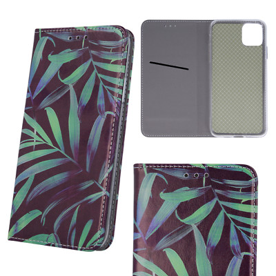 HandyTasche Schutz Hülle mit Motiv Flip Case Muster Bunt Cover Pflanzen Plant 3