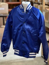 Vintage WestArk Satin Bomber Jacket Royal Blue Snap-front lined Large