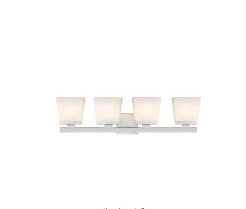 Astor 29 in. 4-Light Brushed Nickel Vanity-Light w/ Etched Opal Glass Shades 28B - Picture 6 of 6