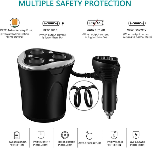 3 Steckdosen Zigarettenanzünder Splitter Netzteil + 3 USB Auto Ladegerät 120W 12V/2 - Bild 6 von 12