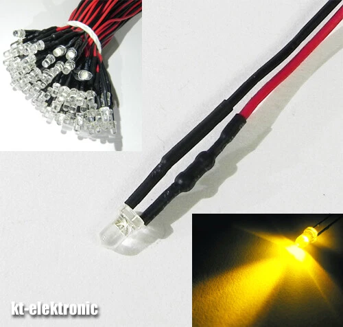 1,8mm 2mm 3mm 5mm 12V LED mit 20cm Kabel AUSWAHL  klar matt auto RGB UV