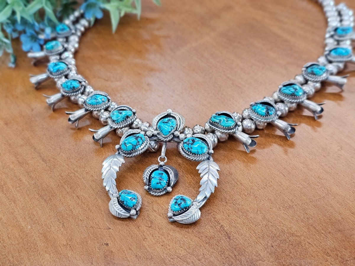 Joseph Martinez Exquisite Navajo Sterling and Turquoise Squash