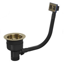 Top-Fix Brushed Brass Kitchen Sink Strainer Waste With Overflow