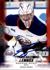 Tristan Lennox Signed 2022/23 Saginaw Spirit Team Issued OHL Card