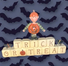 Suzi Skoglund halloween blocks decoration trick or treat Boy Jack O Lantern