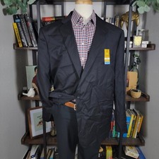 Stafford Men's Sport Coat Black 100s Wool Stretch Comfort Classic Size 46R NEW