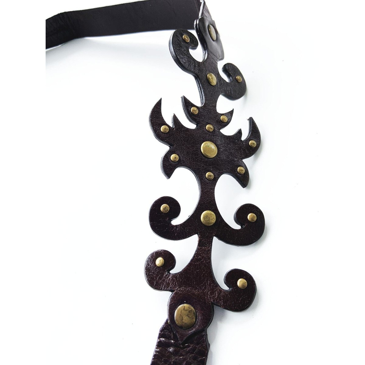 Vintage Brown Laura Rosnovsky Leather Belt Flame Cut-Out Belt Adjustable Amazon.com: Tony Lama Women main image 4