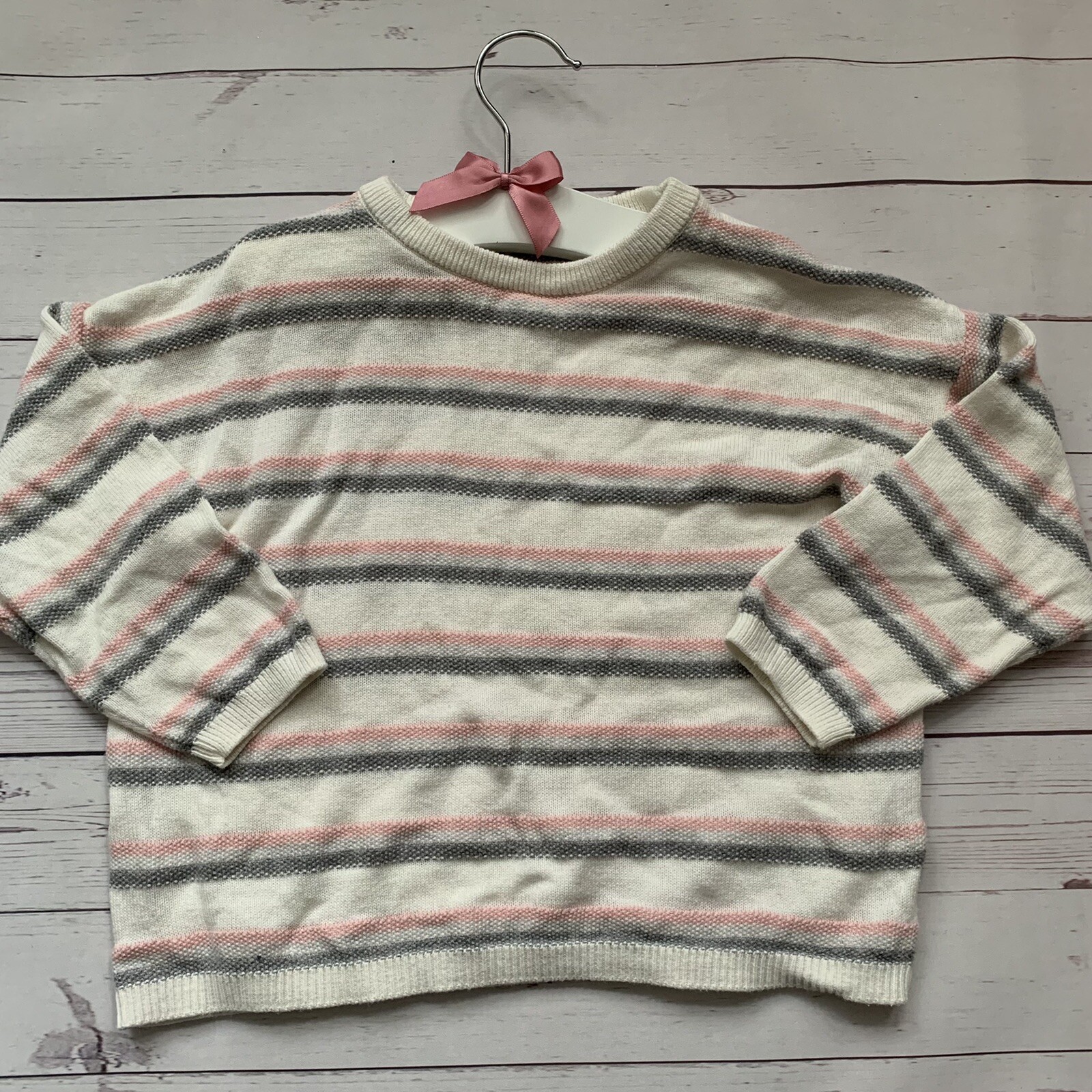 MANGO Pink Grey White Stripe Cotton 