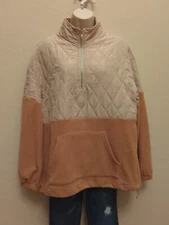 Lollo Vita Ladies Sz L Pullover Quilted Half Zip Long Sleeve ActiveWear Tan 