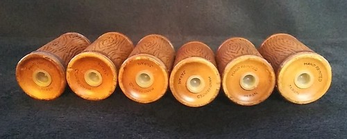 Spice Rack Vintage Wooden Single Row Spice Rack w/6 Hand Painted Ceramic Jars - Picture 10 of 18