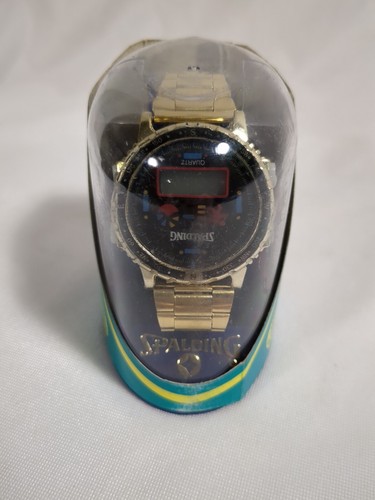 Vintage Spalding Quartz Action Sports Bronze Digital Watch Metal Gold Band - Picture 2 of 8