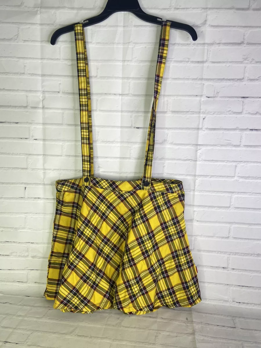 Tripp NYC Yellow Black Plaid Mini Skirt A Line 90s Gothic Punk Juniors Size L