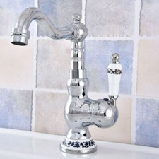 Chrome Ceramic Base Bathroom Kitchen Bar Vessel Sink Swivel Faucet Tap ssf671
