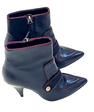 Nine West Women's Ankle Boot Westham Leather Burgundy Trim Y2K 90s Size 5. 5