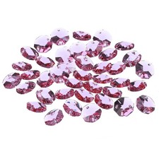 K9 Crystal Octagon Beads 2 Holes 40 Pack 14mm Chandelier Prisms, Light Purple