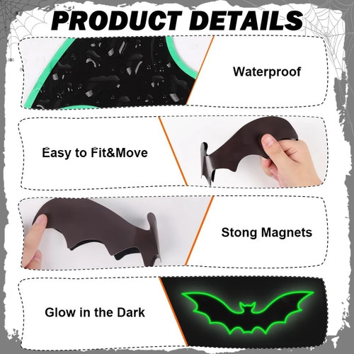 30 PIEZAS Decoraciones de Puerta de Garaje de Halloween Murciélagos Negros Brillan en la Oscuridad Imanes Gar - Imagen 3 de 5