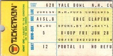 ERIC CLAPTON CONCERT TICKET STUB, YALE BOWL, JUNE 28 1974