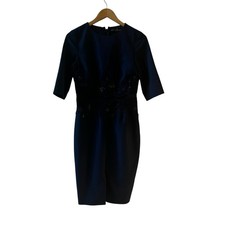 Little Mistress Navy Lace Insert Sheath Dress Size 6