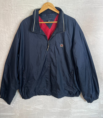Tommy Hilfiger Golfjacke Herren XXL Navy Windbreaker Crest Logo Vintage