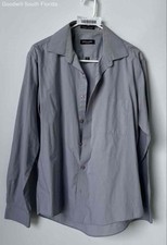 Pierre Cardin Mens Gray Long Sleeve Slim Fit Dress Shirt Size M 15-15.5 34/35