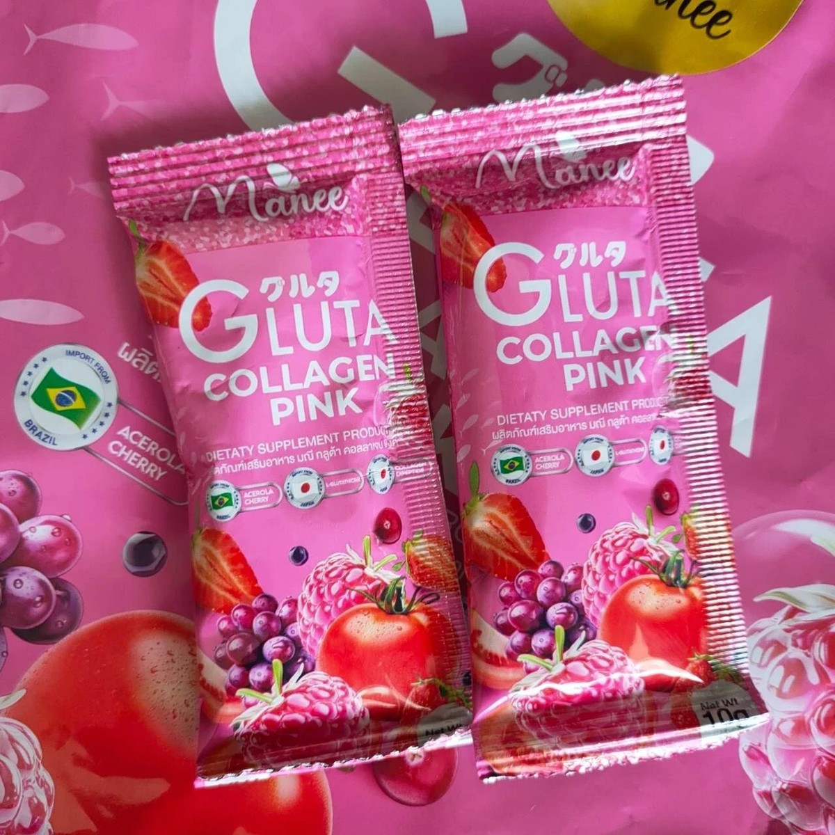 3x Manee Gluta Collagen Pink Anti-Aging Supports Healthy Smooth Skin Healthy