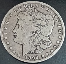 1892-CC Carson City Morgan Silver Dollar! F/VF Cond. 90% Silver! Value $490.00!