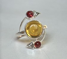 Natural Citrine Ring 925 Sterling Silver Handmade Gemstone Jewelry For Women