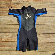 Billabong FOIL 202 Kids Wetsuit Shorty Spring Suit Blue Black Neoprene RN 99064
