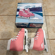 Lake Placid Girls 1 Double Runner Ice Skates Pink w White Laces w Original Box
