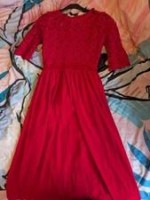 Ladies Red Lace Maxi Long Dress Christmas Size Medium 10 12