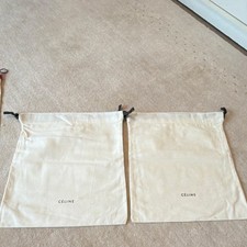 CELINE Ivory Dustbag Women's Solid Logo Accent Designer Set of 2