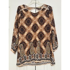 Kori America Golden Medallion Boho Dress, Size S