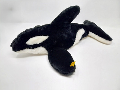 Steiff 063299 - Orca Wal Killerwal Plüsch  ca. 53 cm Schwarz Weiß Knopf Fahne