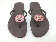 Lindsay Phillips JORDI Brown Flip-Flop with Snaps Sandals Women  s 6 Kid 4 - NEW