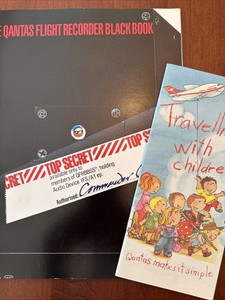 Vtg Retro QANTAS Activity Book For Use With Headphones & Booklet On Travel Kids