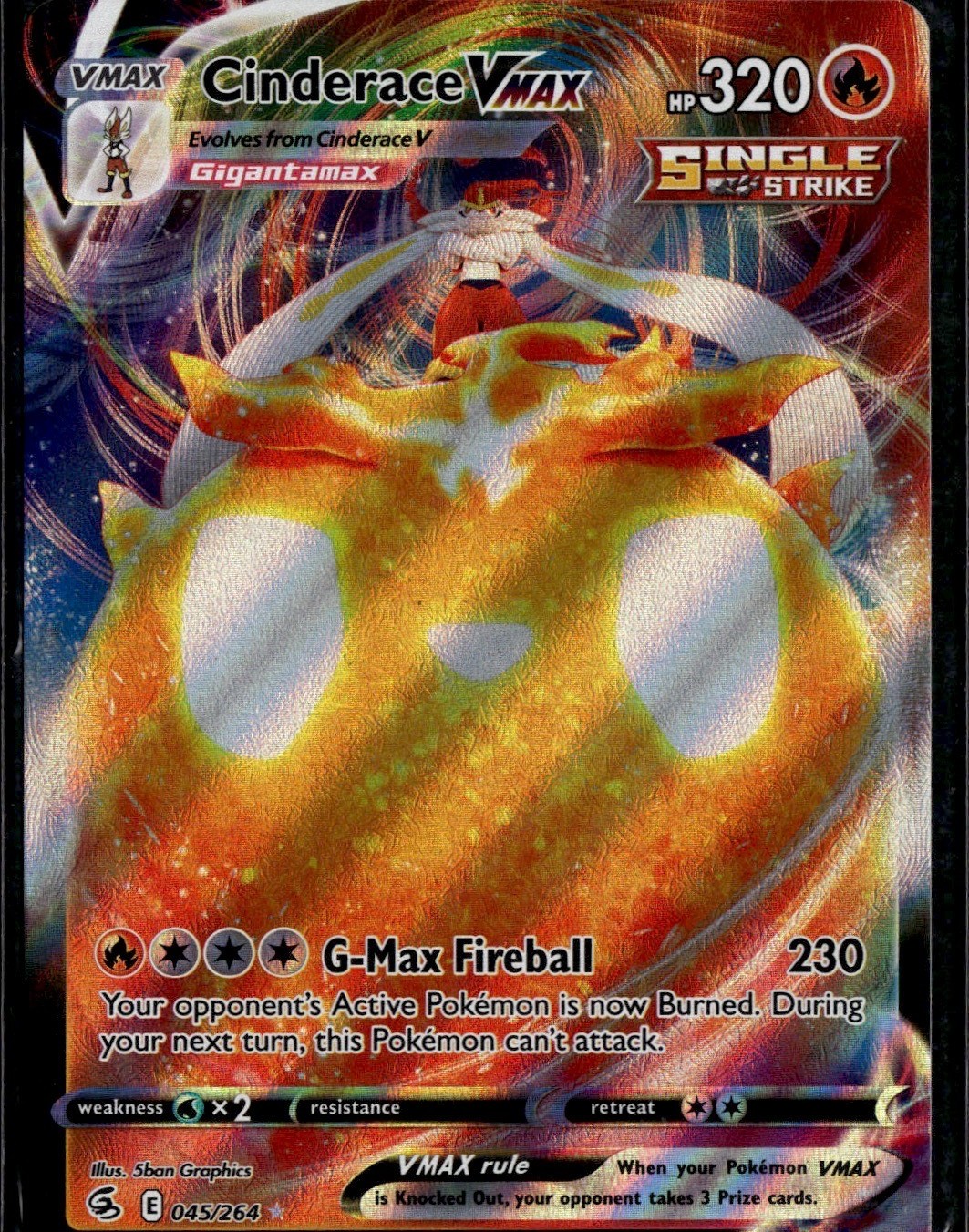 Cinderace VMAX 045/264 SWSH08: Fusion Strike Ultra Rare Holo Pokemon TCG NM