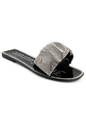 JUICY COUTURE Womens Black Mixed Media Hollyn Toe Slip On Slide Sandals 6 M