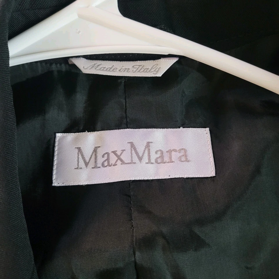 Blazer Max Mara Mujer 100% Lana Talla 6 Negro Doble Pecho Preppy Oficina Bolsillo Foto 2 de 4