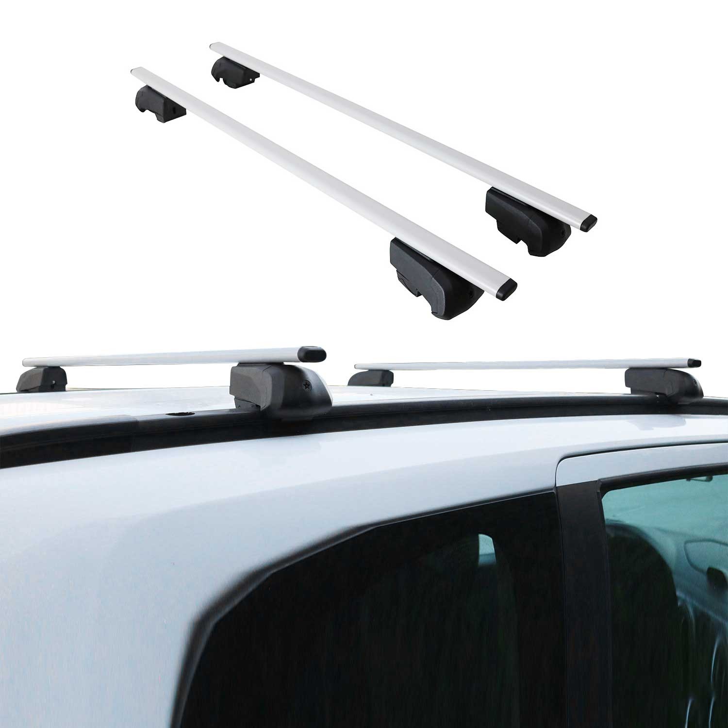 Barres de toit en fer argent pour Seat Ibiza HB 2009-2016 fixes et robustes